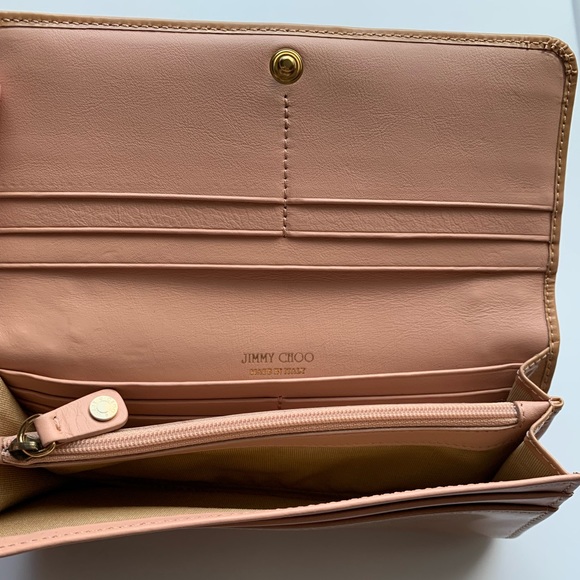 Jimmy Choo Nino Gold Star-Embossed Patent Leather Medium Size Trifold Wallet - Picture 9 of 17